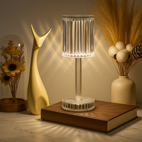 Luminária Cristal Diamante Acrílica LED USB com 3 Cores e Touch