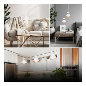 Kit 3 Pendentes Decorativos Sofisticados Branco com Cobre