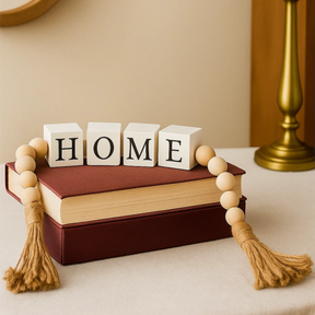 Colar Decorativo de Mesa Sofisticado em Madeira Bege