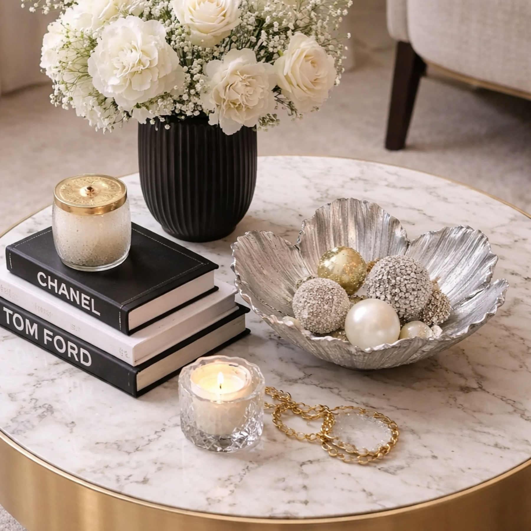 Centro de Mesa Decorativo  Pétalas de Lótus em Resina