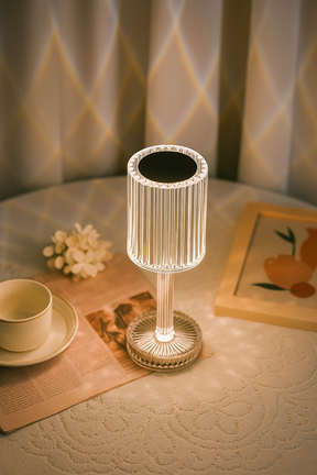 Luminária Cristal Diamante Acrílica LED USB com 3 Cores e Touch