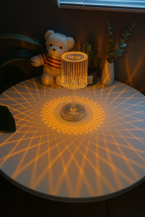 Luminária Cristal Diamante Acrílica LED USB com 3 Cores e Touch