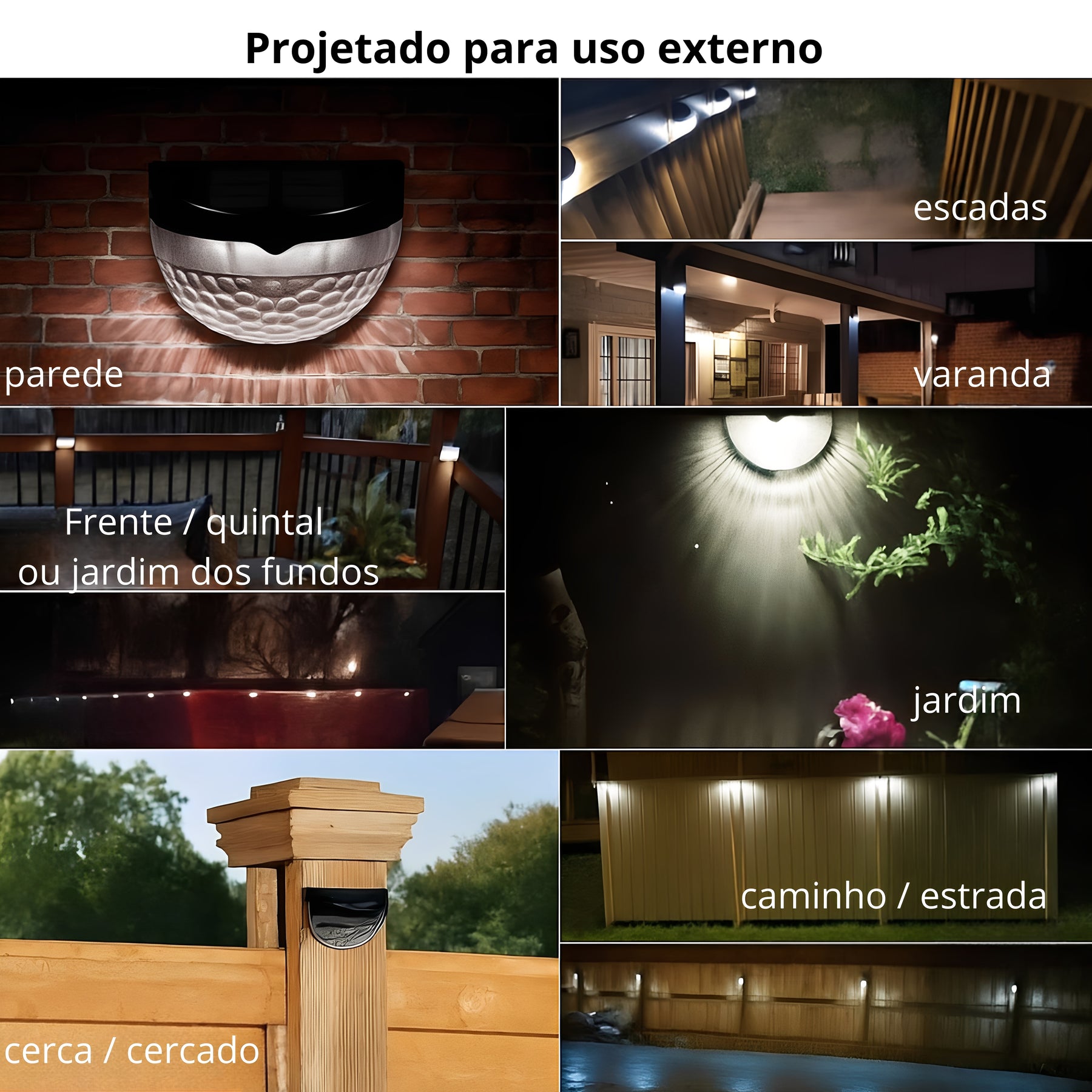 Luminária Solar de Parede LED IP65 com Efeito Facho de Luz