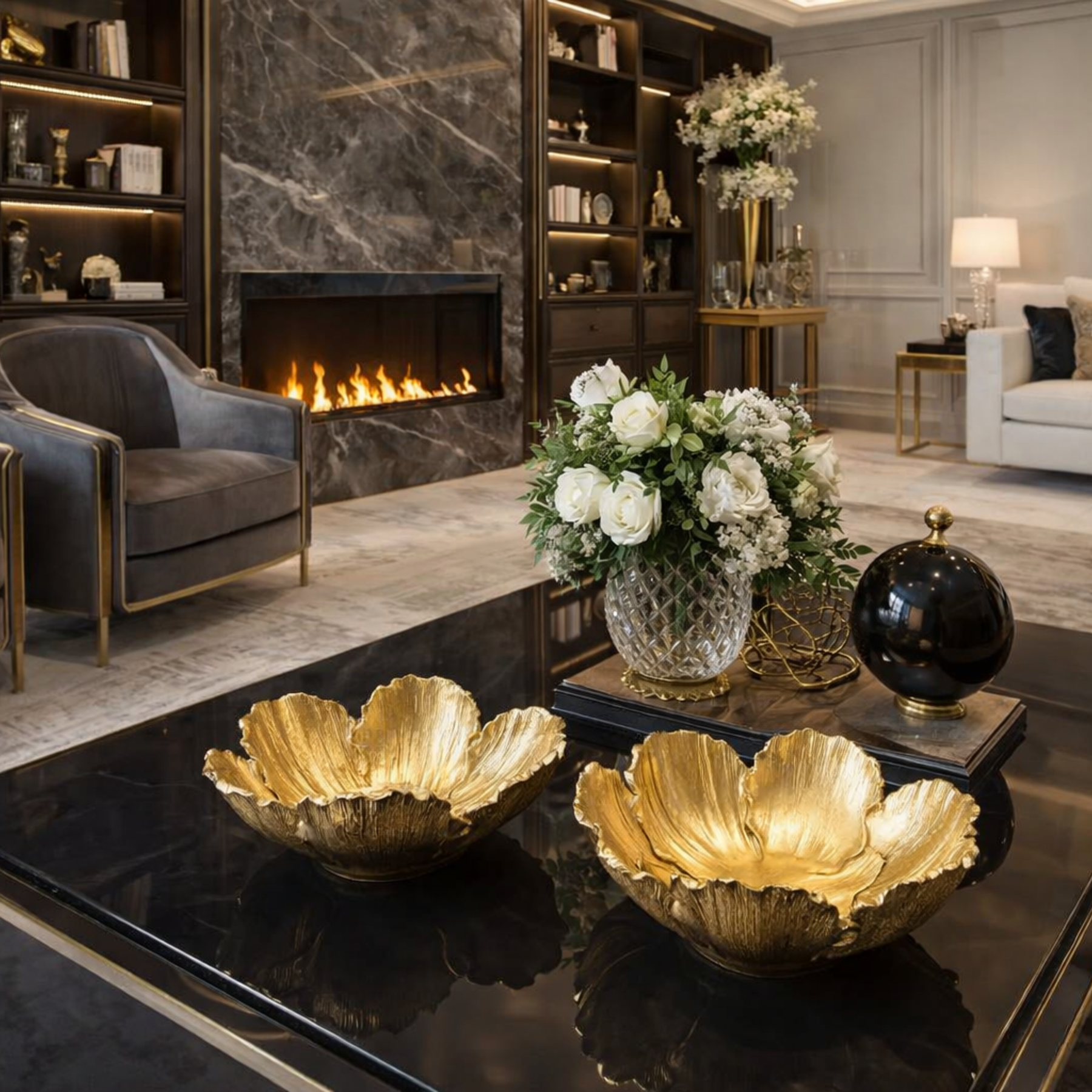 Centro de Mesa Decorativo  Pétalas de Lótus em Resina