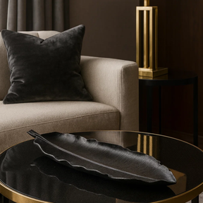 Bandeja Decorativa em Resina com Formato de Folha Alongada