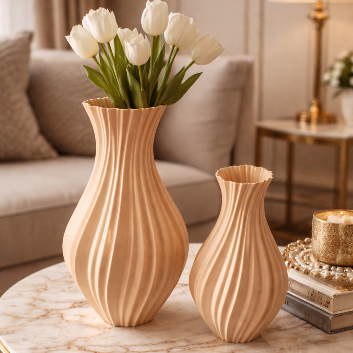 Kit com 2 Vasos Decorativos PLA 3D Design Contemporâneo