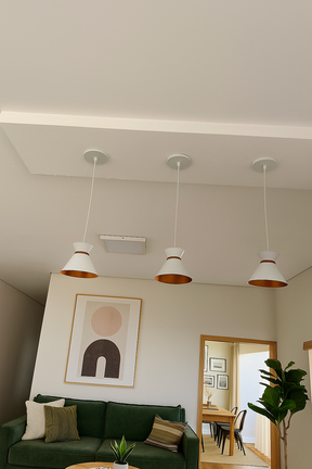 Kit 3 Pendentes Decorativos Sofisticados Branco com Cobre