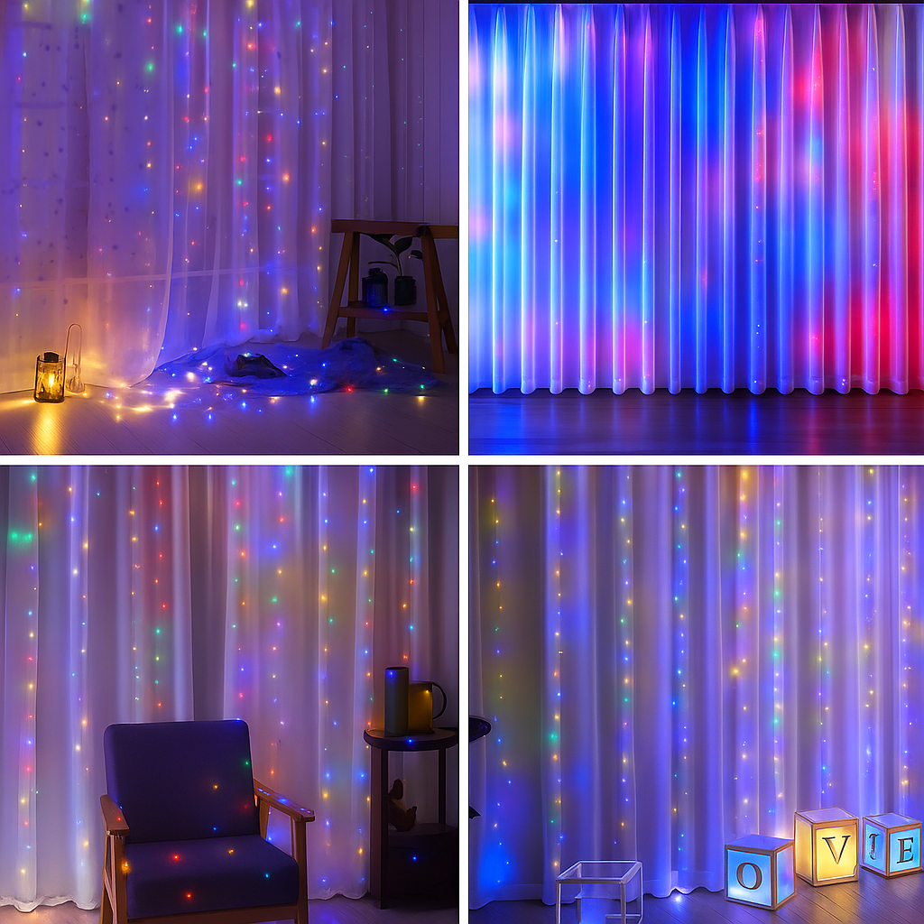 Cortina de Luz Fio de Fada 300 LEDS Bivolt Decorativa