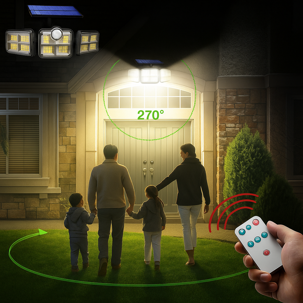 Refletor Solar COB com Sensor de Presença IP65 para Parede