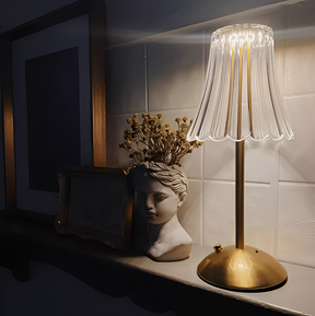 Luminária Recarregável Led Dourada de Mesa Sem Fio 3 Cores Touch