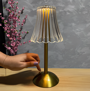 Luminária Recarregável Led Dourada de Mesa Sem Fio 3 Cores Touch