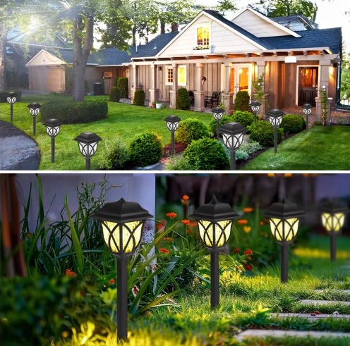 Kit Luminária Solar Casinha com Haste Fixadora para Jardim