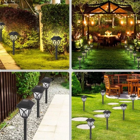 Kit Luminária Solar Casinha com Haste Fixadora para Jardim