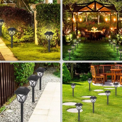 Kit Luminária Solar Casinha com Haste Fixadora para Jardim