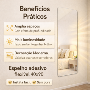 Espelho Adesivo Flexível em PET Espelhado para Decoração Versátil