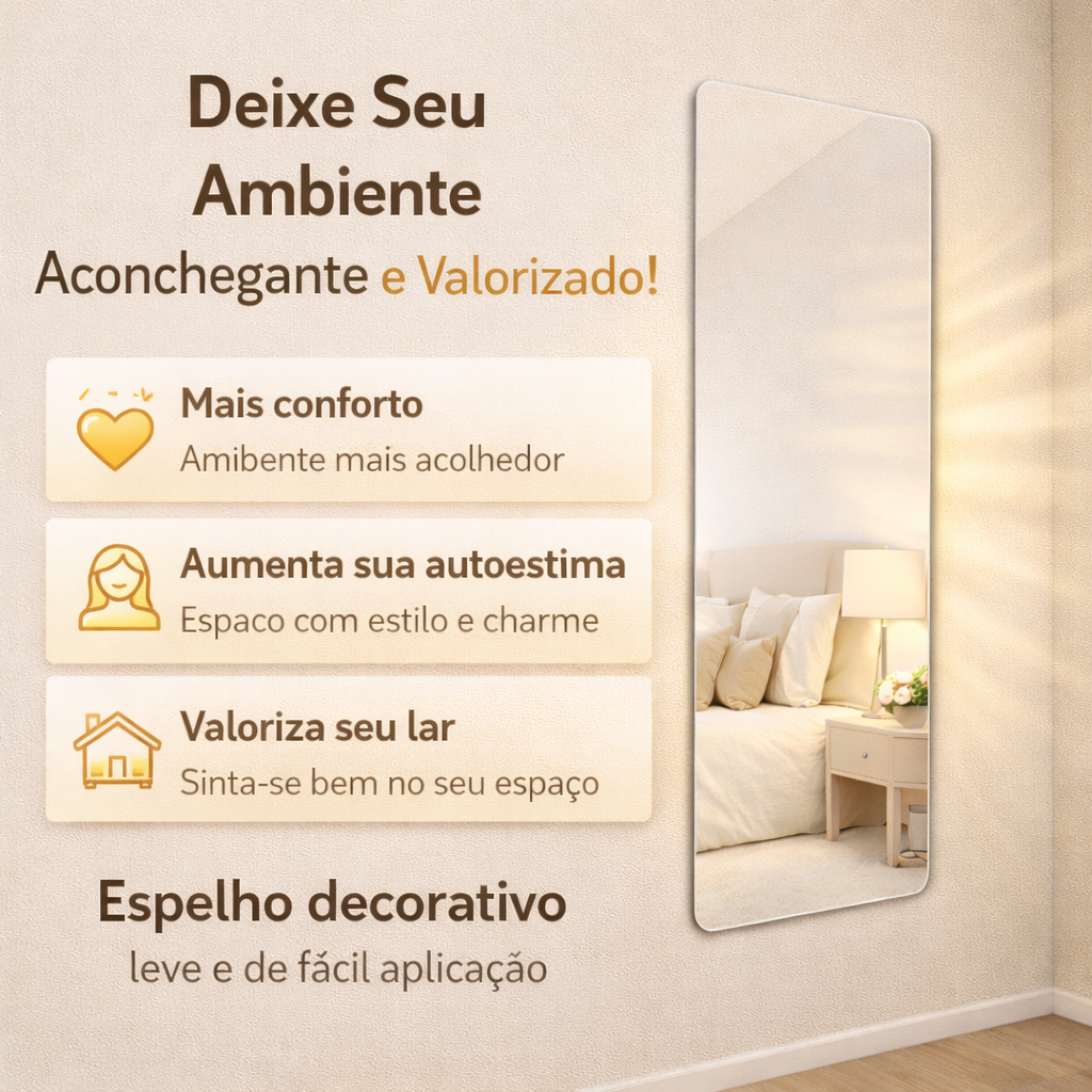 Espelho Adesivo Flexível em PET Espelhado para Decoração Versátil