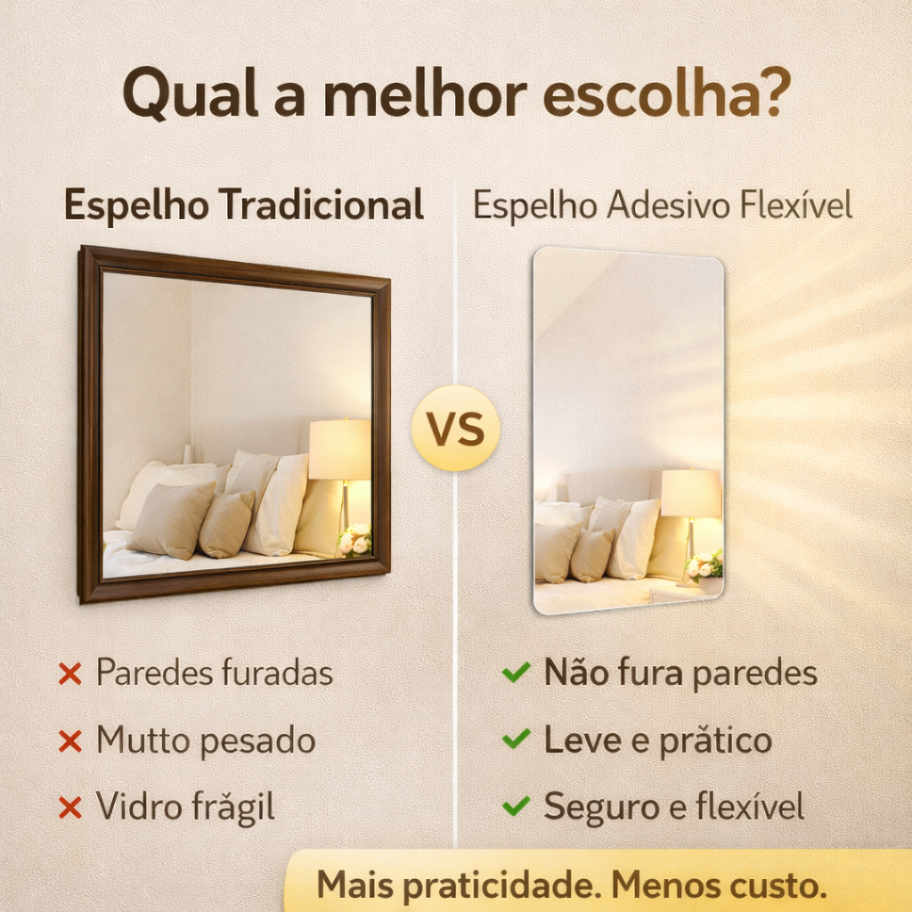 Espelho Adesivo Flexível em PET Espelhado para Decoração Versátil