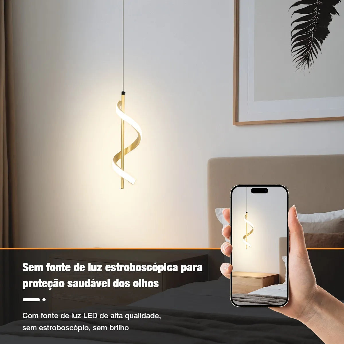 Luminária Pendente com LED Integrado e Design Espiral Ajustável