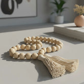 Colar Decorativo Rústico para Mesa em Contas de Madeira Crua