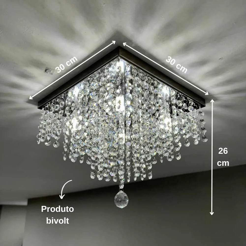 Lustre em Cristal Acrílico com LEDS Efeito Cascata