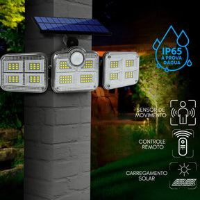 Refletor Solar COB com Sensor de Presença IP65 para Parede