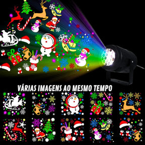 Projetor LED Natalino Portátil 16 Desenhos 3d Bivolt