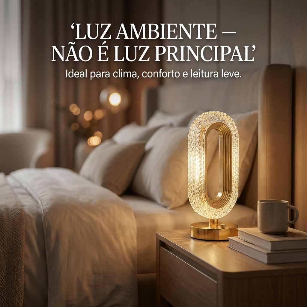 Luminária Touch de Cabeceira em Cristal com 3 Tons de Luz