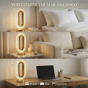 Luminária Touch de Cabeceira em Cristal com 3 Tons de Luz