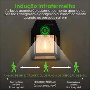 Kit Arandela Solar  Externa Vintage com Sensor de Movimento