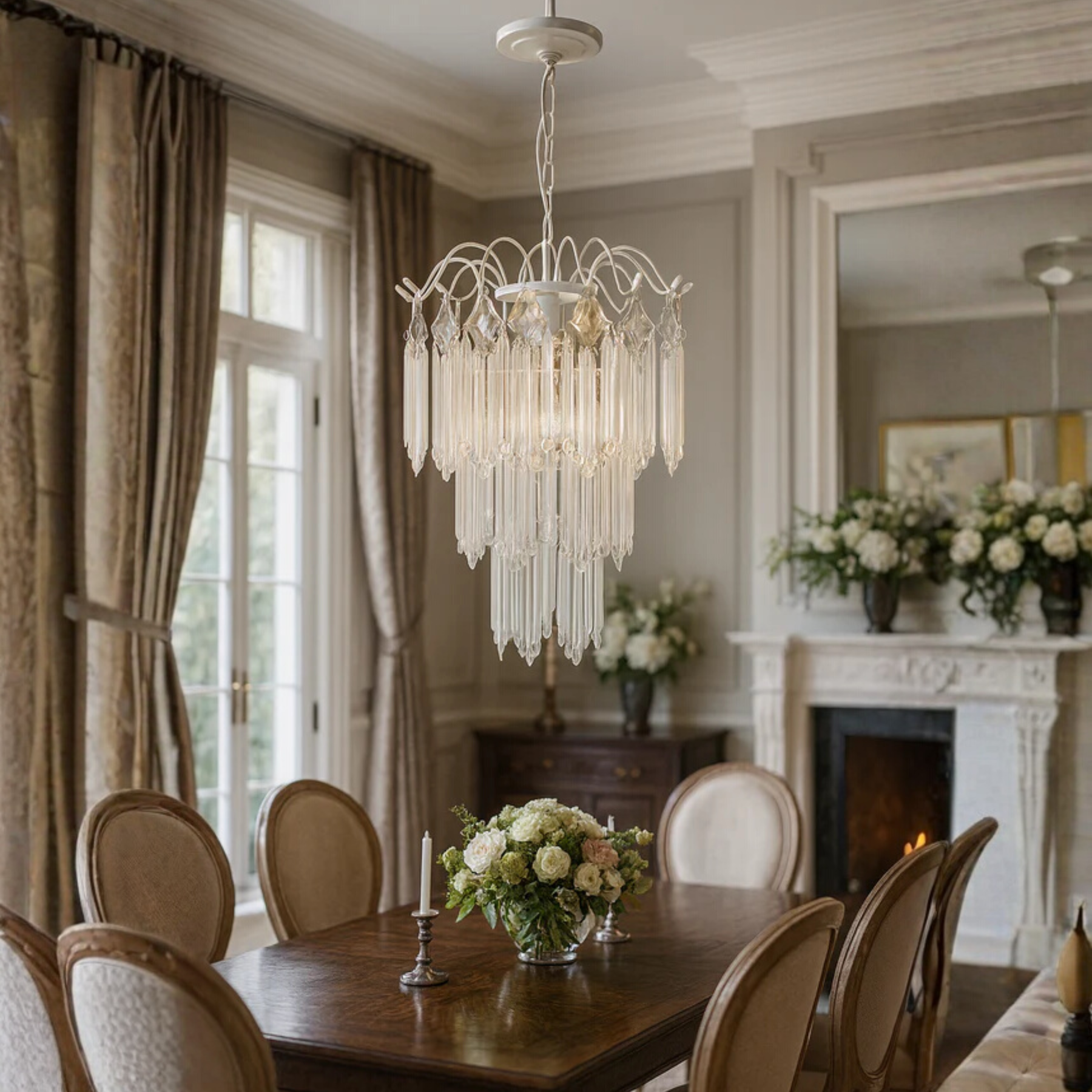 Lustre Cristal Acrílico Design Cascata de Hastes em Camadas