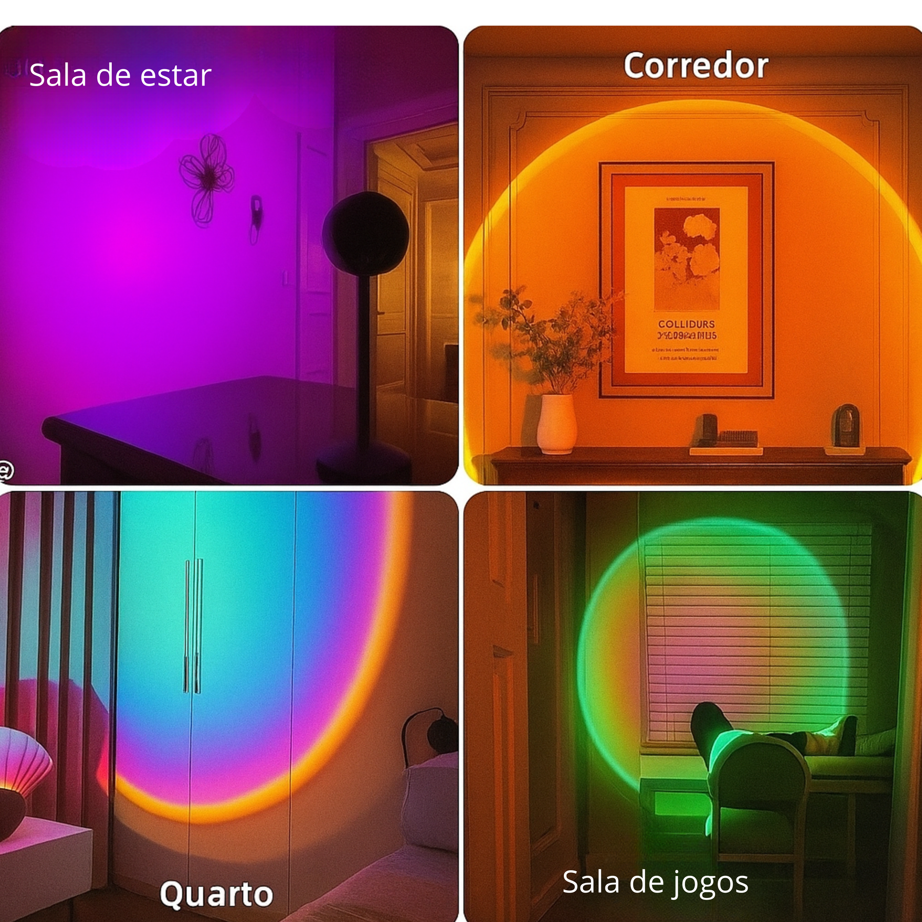 Luminária Projetor Pôr do Sol LED com 16 Cores e Controle Remoto