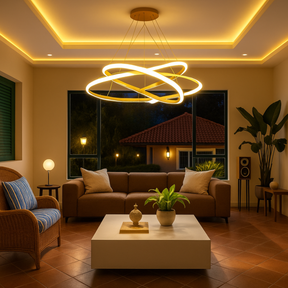 Lustre Nórdico LED Triplo Círculo com 3 Temperaturas de Luz