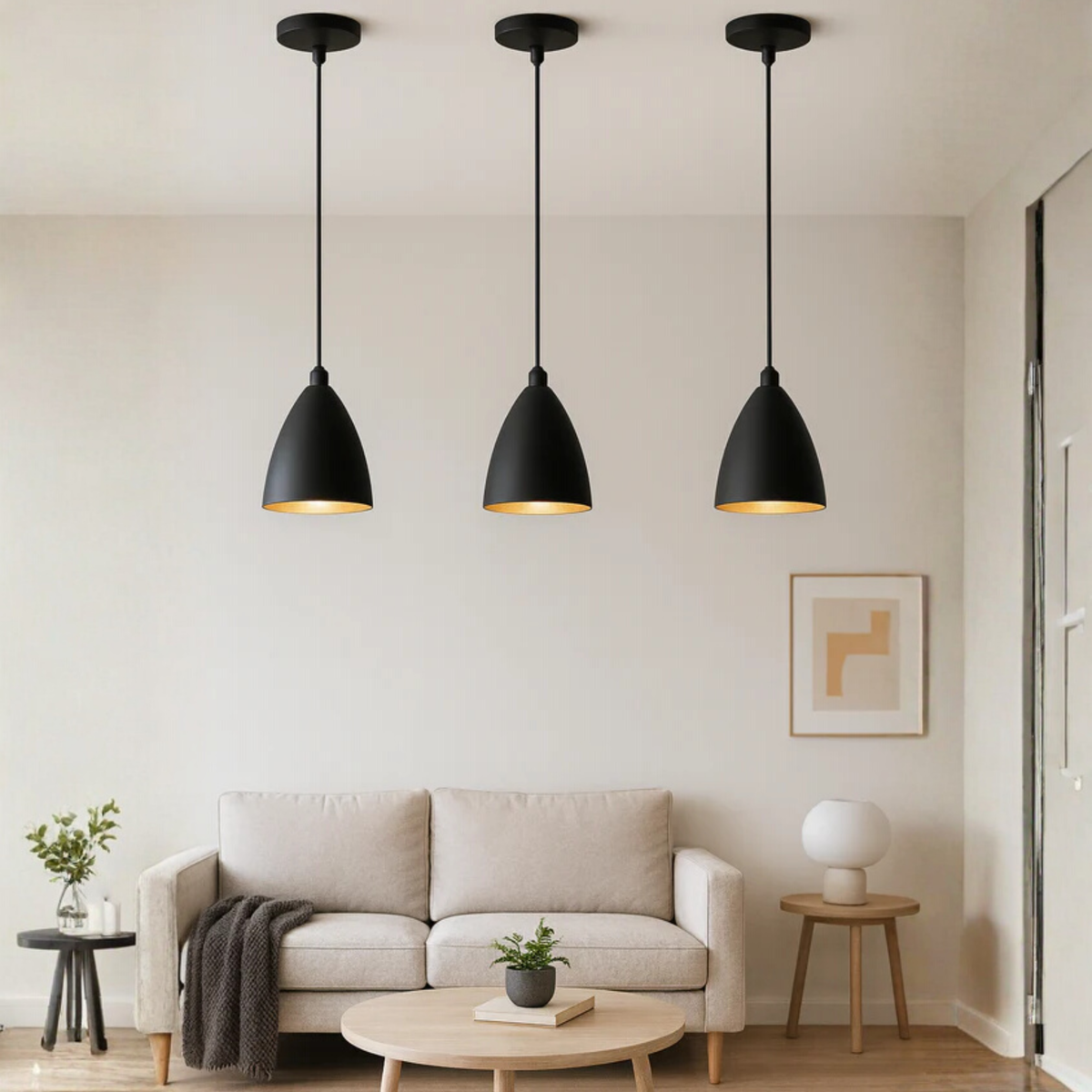 Kit Luminária Pendente Cônica Moderna Ajustável Preto Fosco