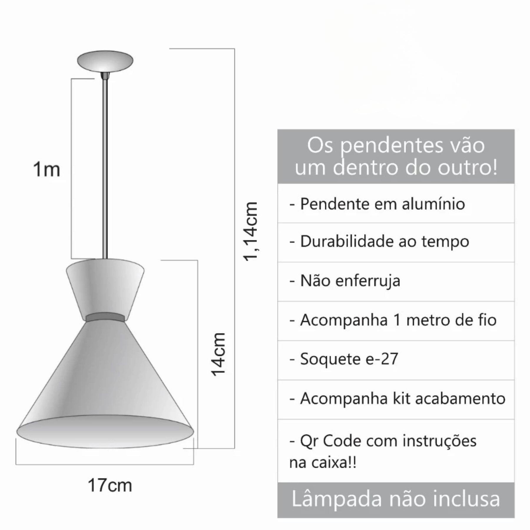 Kit 3 Pendentes Decorativos Sofisticados Branco com Cobre