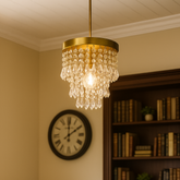 Lustre Pendente em Cobre com Cristais Acrílicos Sofisticados