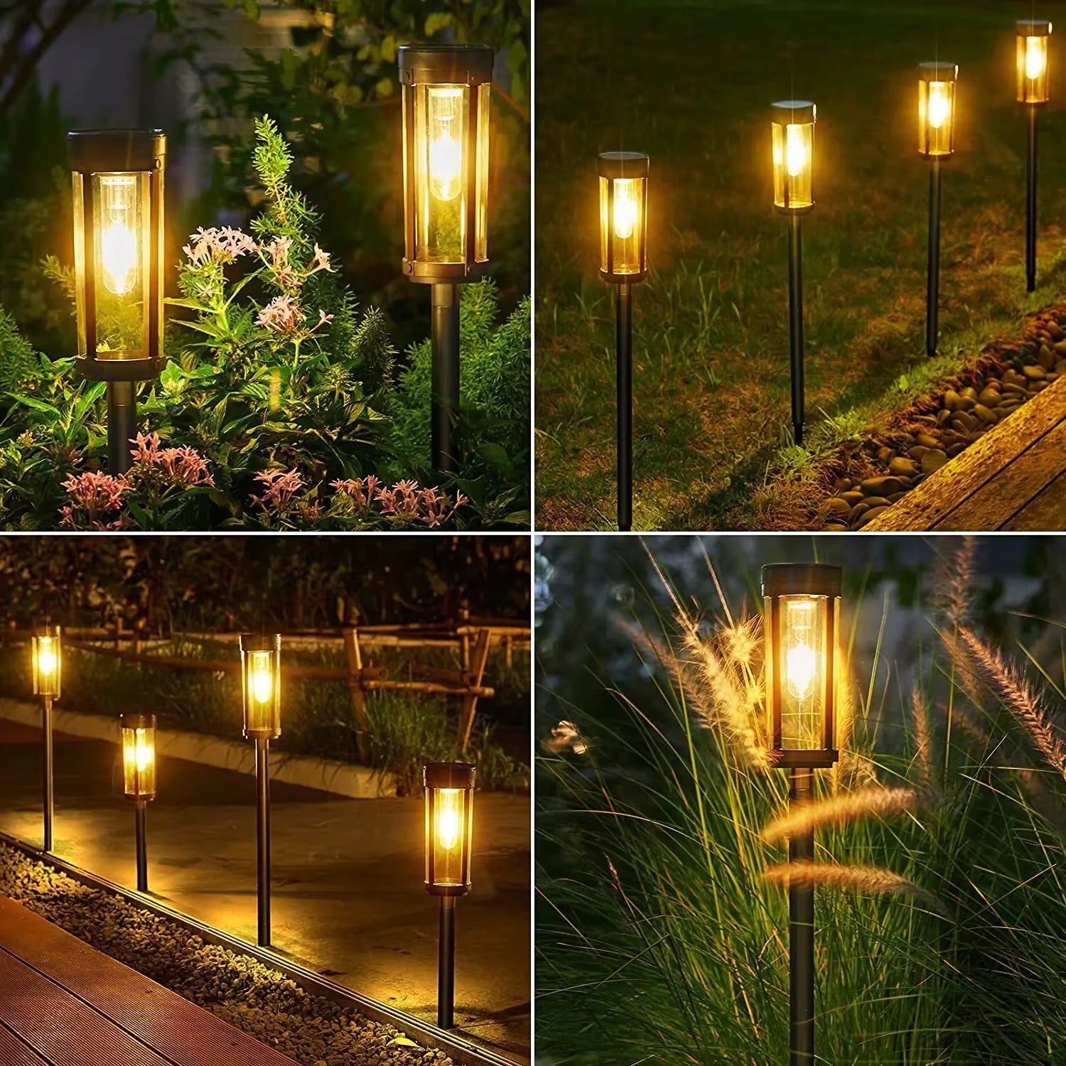 Kit Luminária Solar de Gramado LED Efeito Tungstênio Decorativo