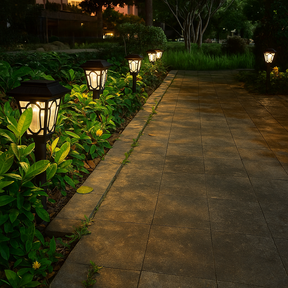 Kit Luminária Solar Casinha com Haste Fixadora para Jardim