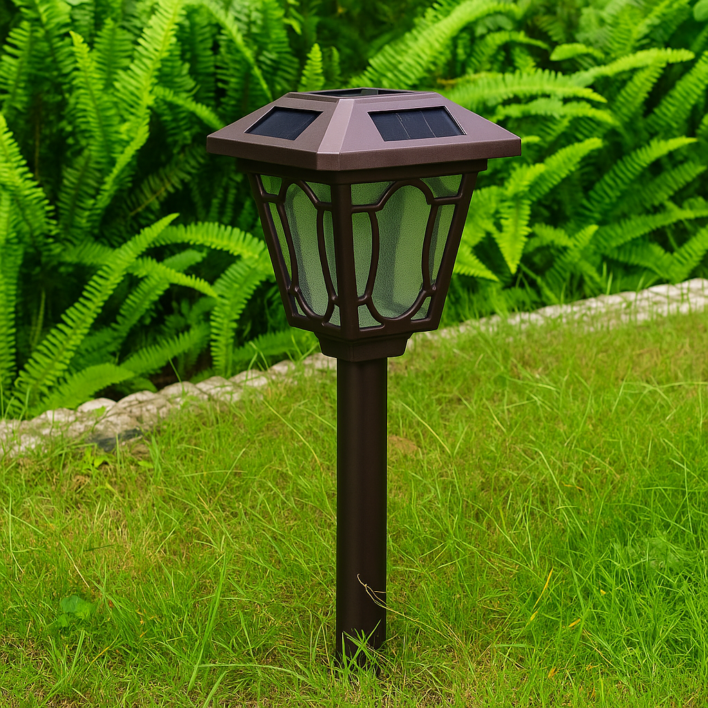 Kit Luminária Solar Casinha com Haste Fixadora para Jardim