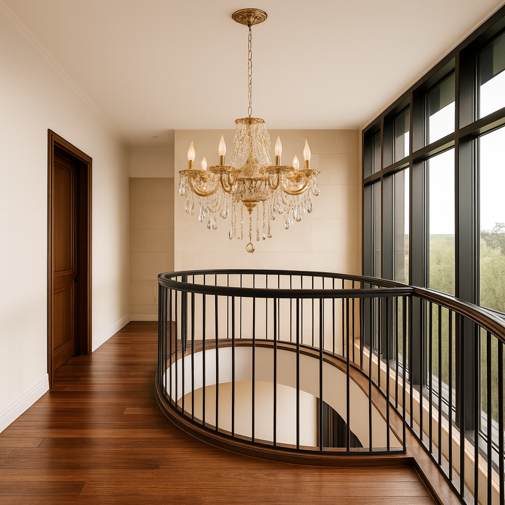 Lustre de Cristal Clássico Candelabro Âmbar com 8 Braços