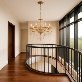 Lustre de Cristal Clássico Candelabro Âmbar com 8 Braços