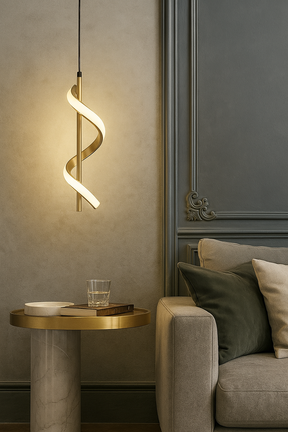 Luminária Pendente com LED Integrado e Design Espiral Ajustável