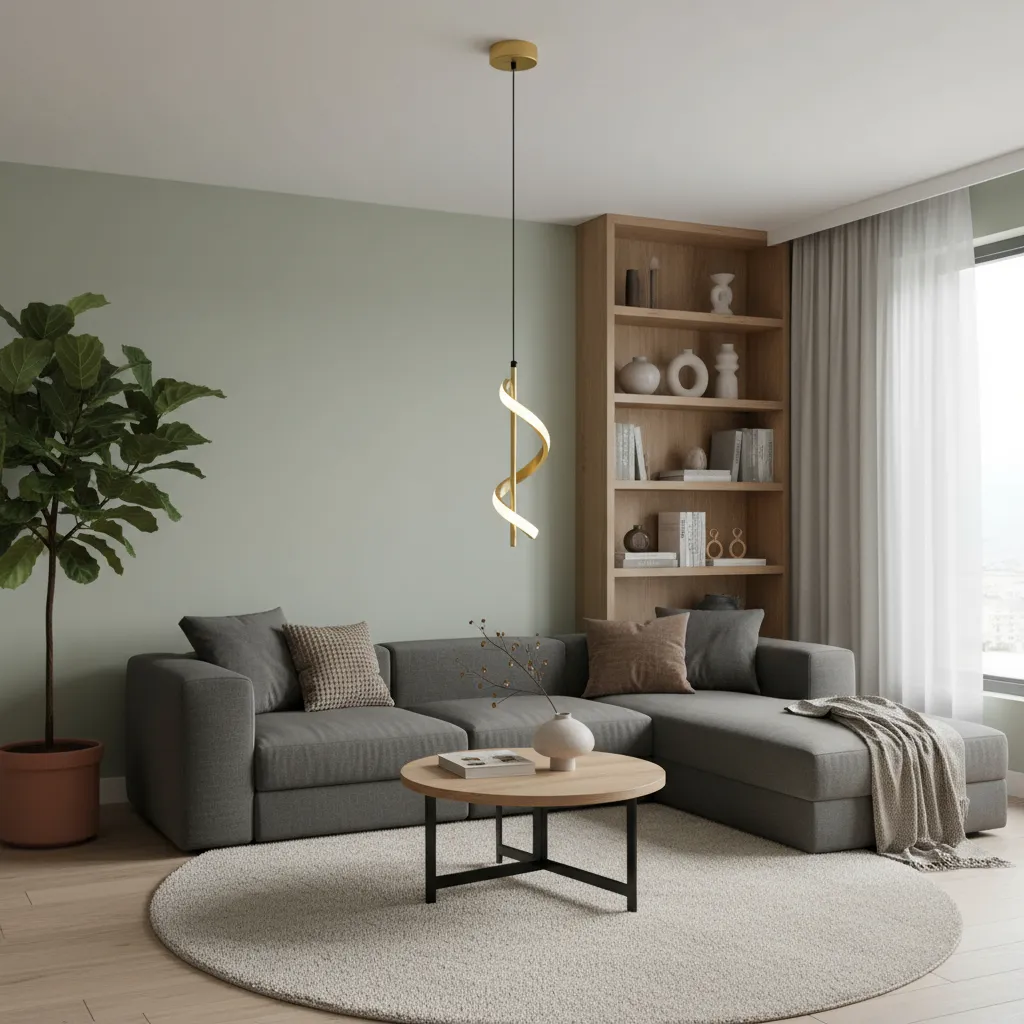 Luminária Pendente com LED Integrado e Design Espiral Ajustável