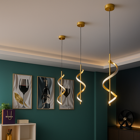 Luminária Pendente com LED Integrado e Design Espiral Ajustável
