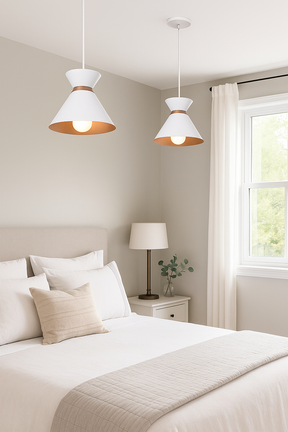 Kit 3 Pendentes Decorativos Sofisticados Branco com Cobre