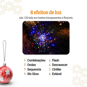 Luminária Solar Estaca LED Efeito Fogos de Artifício para Jardim