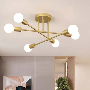 Lustre Moderno Lâmpada De Teto Semi-Embutida Iluminação De Ouro Antiga Nórdica Decorativa De Casa