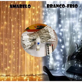 Cortina de Luz Fio de Fada 300 LEDS Bivolt Decorativa
