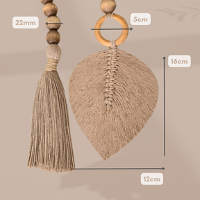 Colar de Mesa Decorativo Sala Quarto Madeira e Macrame Decoração Boho Rústico