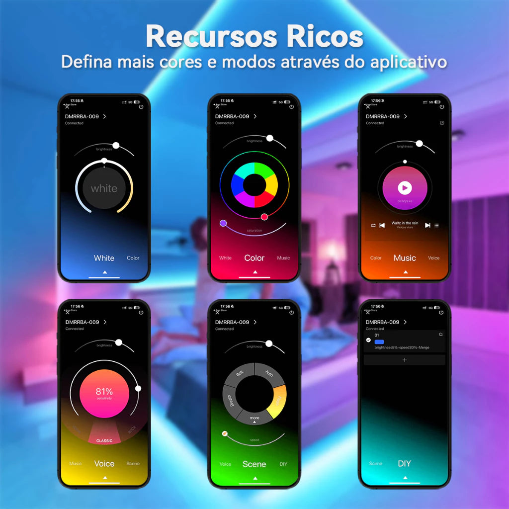 Fita LED RGB com Controle por App Inteligente e Sincronização Musical