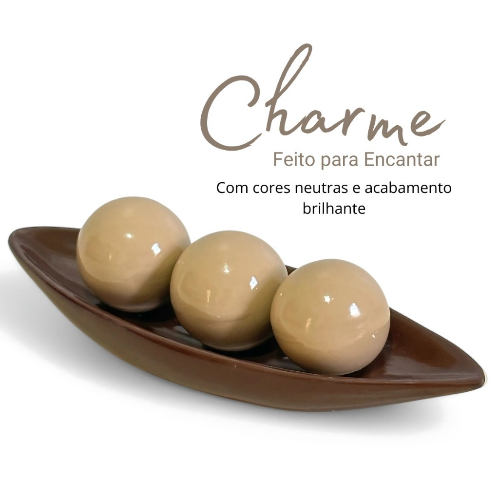 Kit Decorativo Centro De Mesa Premium 3 Bolas Cerâmica Luxo